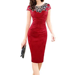 Ketty More Women Lace Decorated Sleeveless Slim Pencil Dress-KMWC2103
